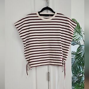 Reserved Striped Maroon and White Women's Top